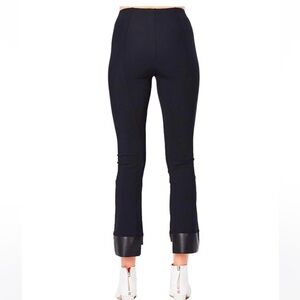 Elaine Kim Olga Leather Step Hem Cropped Flare Tech Stretch Leggings Size P